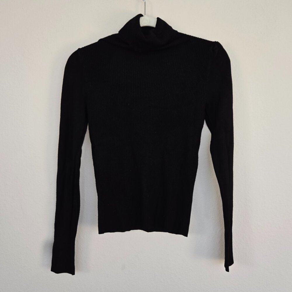 Black Ribbed Turtleneck – Size M (Fits Like S)